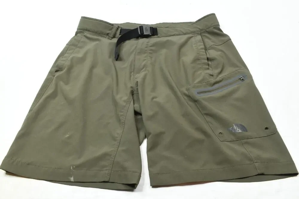 The North Face Paramount Trail Shorts Mens 36 Green Belted Relaxed Fit Hiking